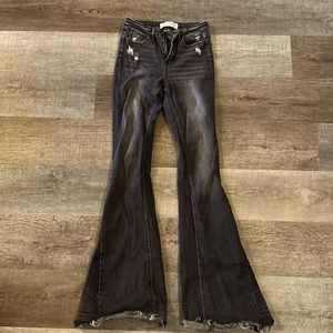 Bridge by GLY 25X 36 stretchy, black distressed flare jeans